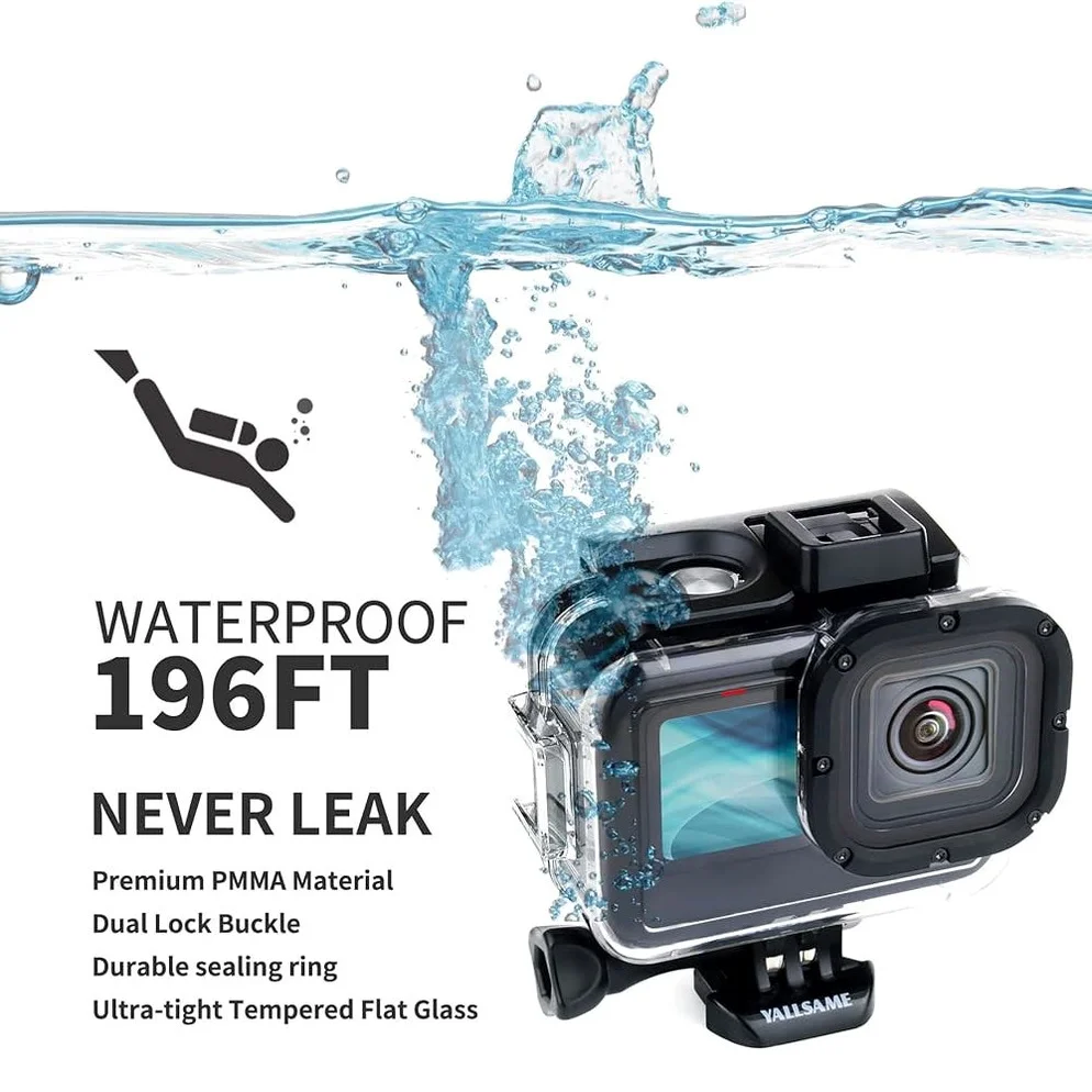 YALLSAME GoPro Hero 13 12 Go 다이빙 하우징, Pro 9 사진에 59.7m(230피트) 블랙용 스노클링 보호 수중 스쿠버 방수 케이스, 10 이상적 11 상세 이미지 1