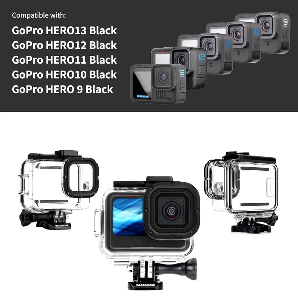 YALLSAME GoPro Hero 13 12 Go 다이빙 하우징, Pro 9 사진에 59.7m(230피트) 블랙용 스노클링 보호 수중 스쿠버 방수 케이스, 10 이상적 11 상세 이미지 2